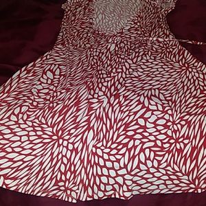 Red and white wrap dress